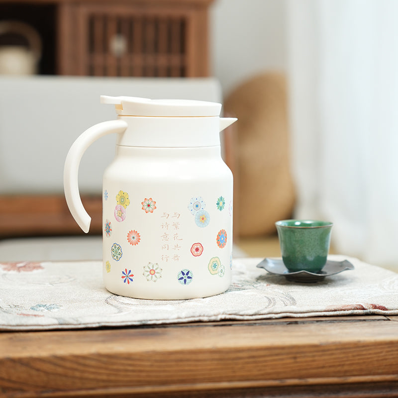 Floral White | Ceramic-lined Thermos Teapot