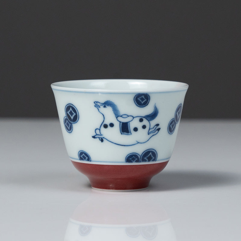 Immediate Wealth Small Elegant Cup – Blue & White with Xuande Red 60ml