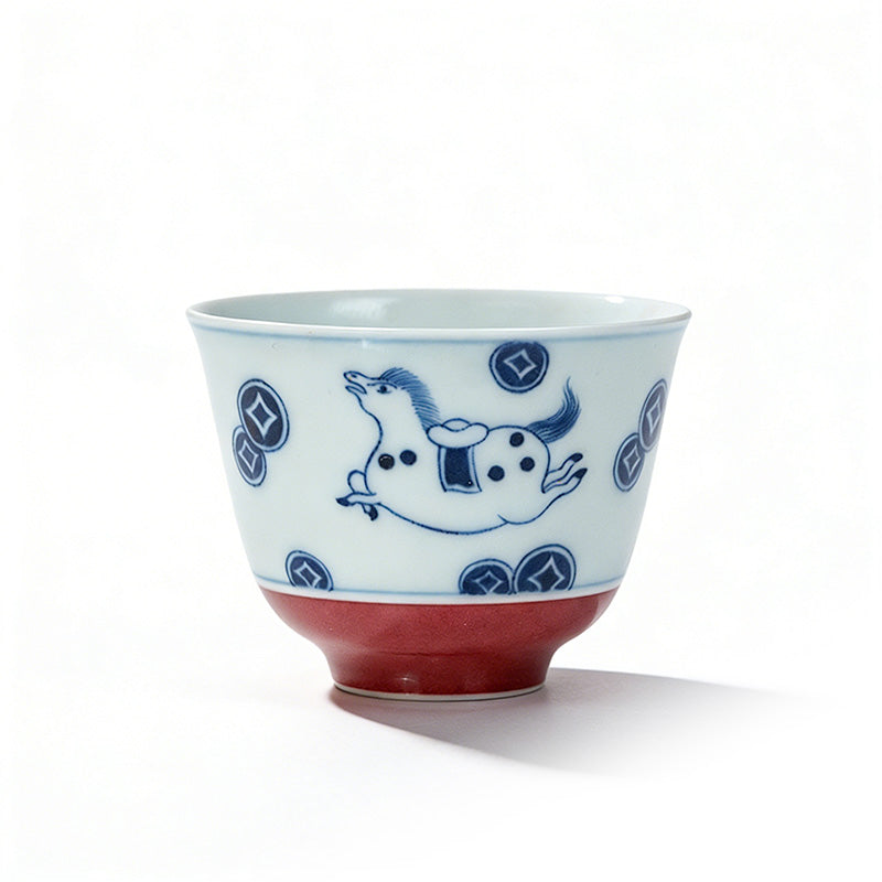 Immediate Wealth Small Elegant Cup – Blue & White with Xuande Red 60ml