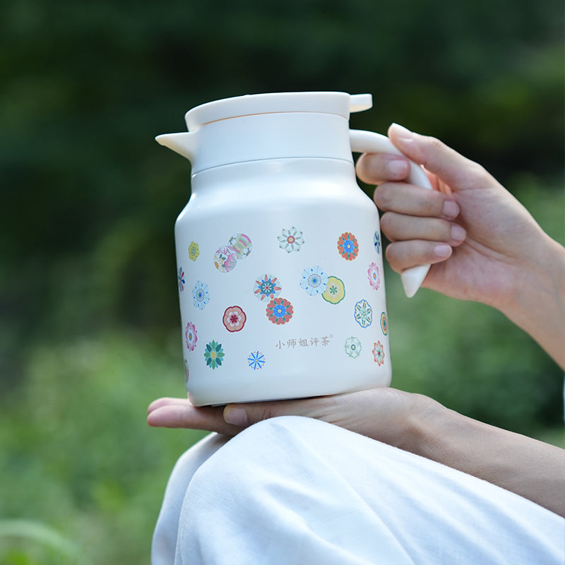 Floral White | Ceramic-lined Thermos Teapot