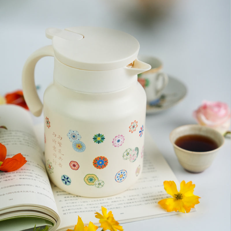 Floral White | Ceramic-lined Thermos Teapot